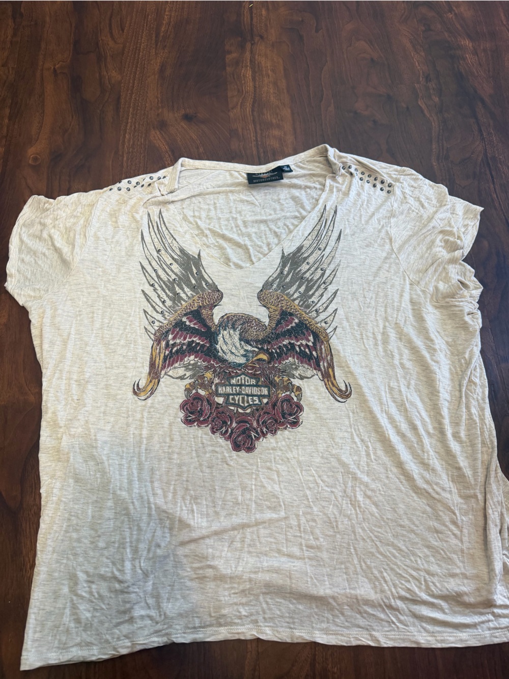 Harley-Davidson Black and Cream Tag Detail Tee